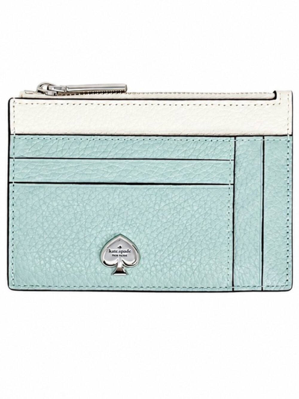 kate spade Light Blue and White Leather Card Case Wallet